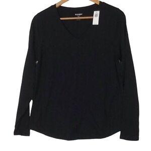 2/40$ Old Navy black tee long sleeves t-shirt v neck soft jersey basics